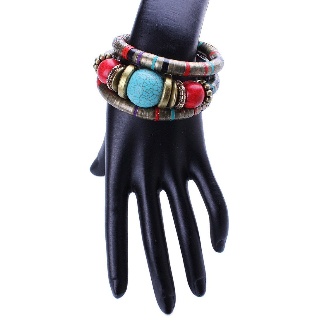 Western Style Beaded folk-custom Multi-layer Bracelets Serpent bone Modeling Turquoise Bracelet