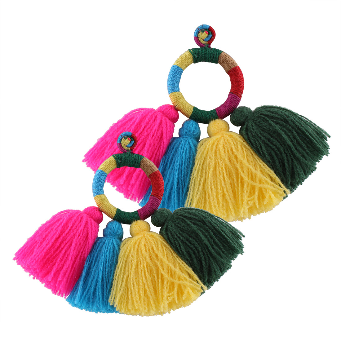 Western Style Ms Earring Exaggeration Personality Color Tassel Big Earrings