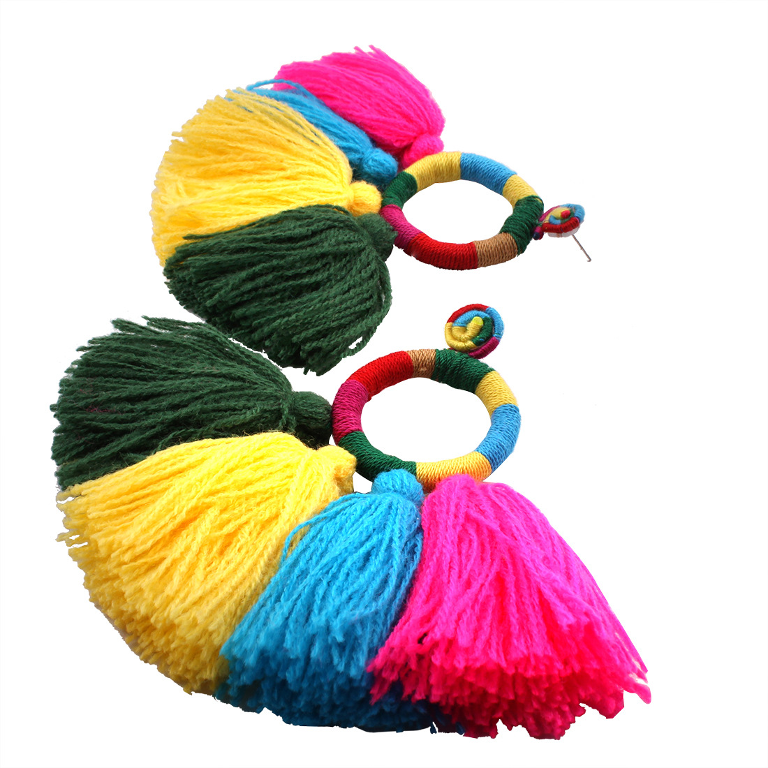 Western Style Ms Earring Exaggeration Personality Color Tassel Big Earrings