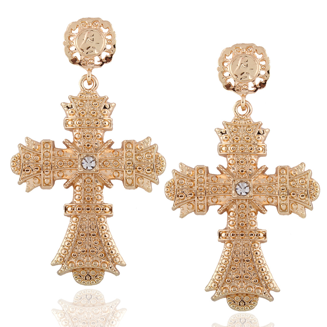Western Style Fashion Accessories Ms Personality Simple Gold Earring cross Diamond Earring