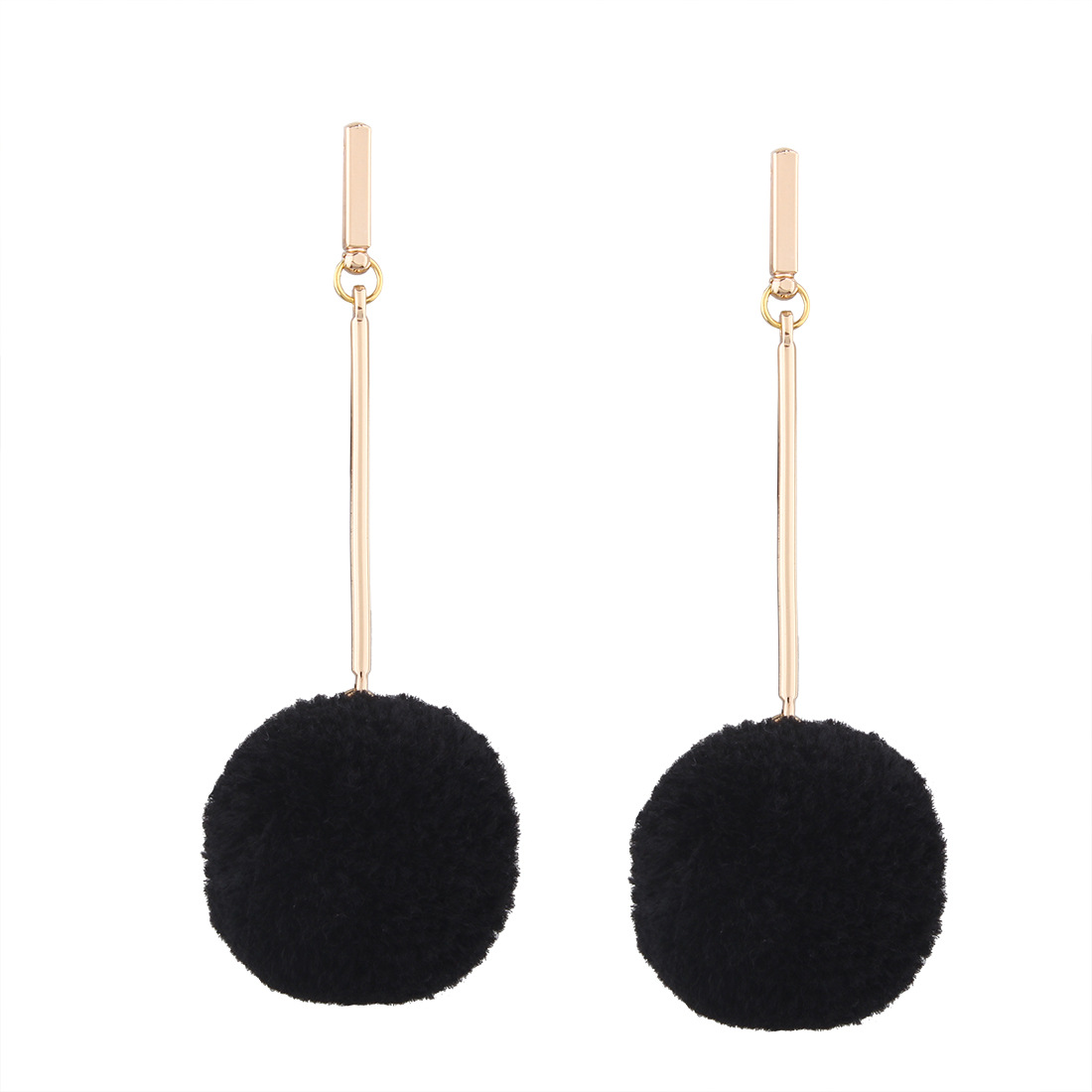 Western Style Ms Temperament Wild Simple Long Section Hairball Earring