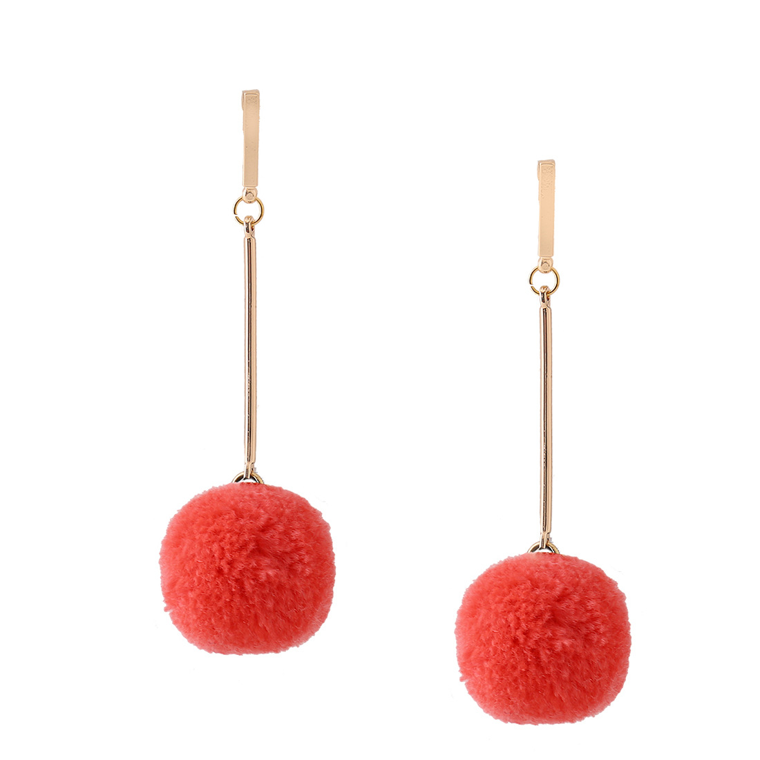 Western Style Ms Temperament Wild Simple Long Section Hairball Earring