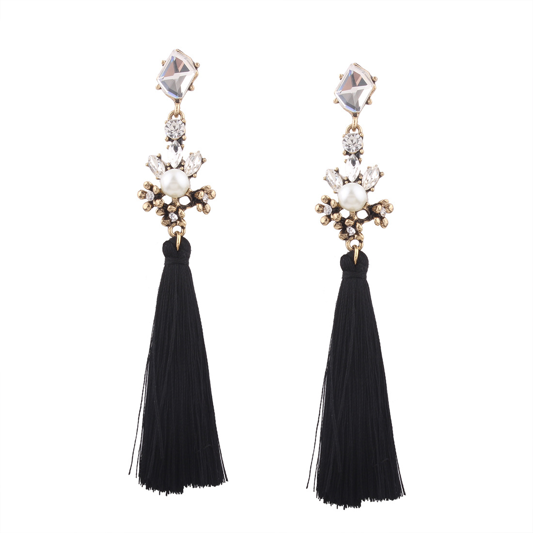 Western Style Fashion Imitation Pearls Diamond Earring temperament Tassel Women Earring