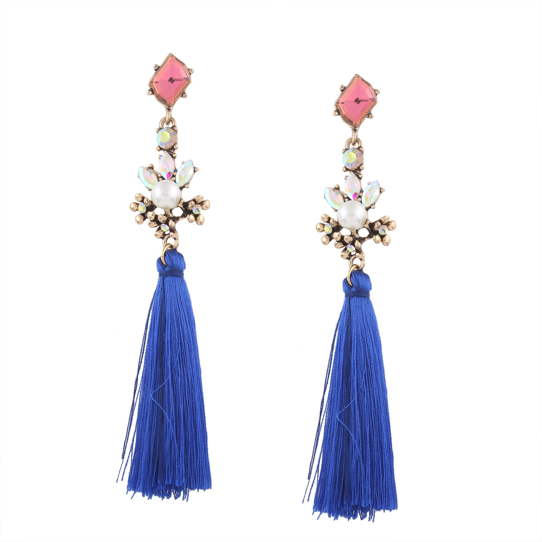 Western Style Fashion Imitation Pearls Diamond Earring temperament Tassel Women Earring