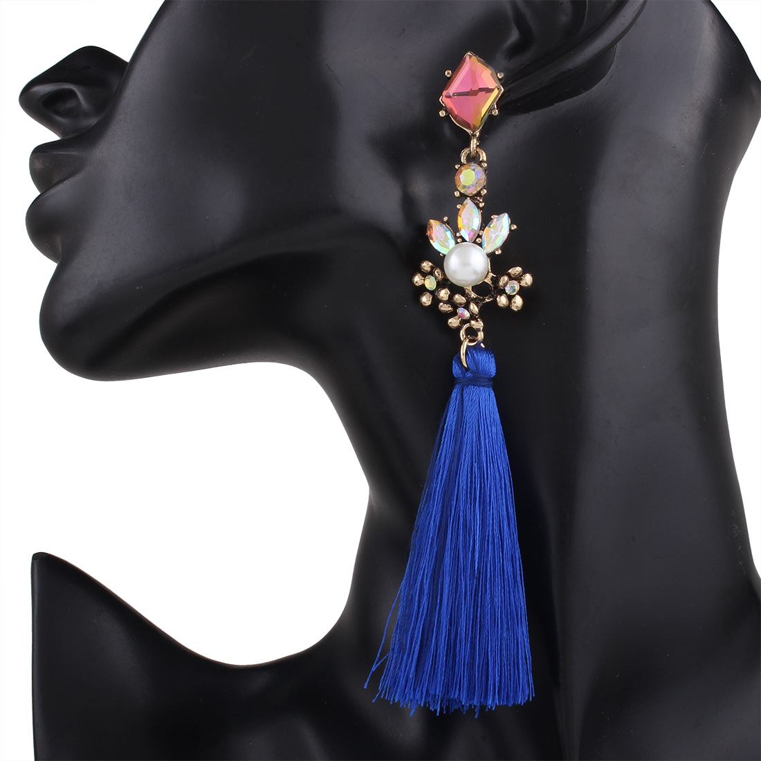 Western Style Fashion Imitation Pearls Diamond Earring temperament Tassel Women Earring