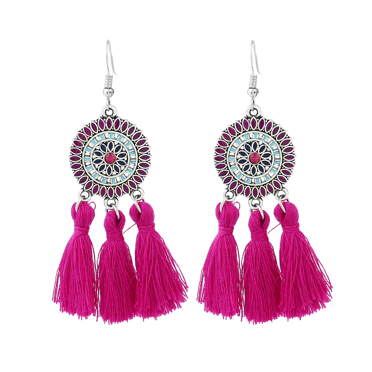 Creative style Tassel Earring Western style Fashion Round Multicolor Tassel Earring