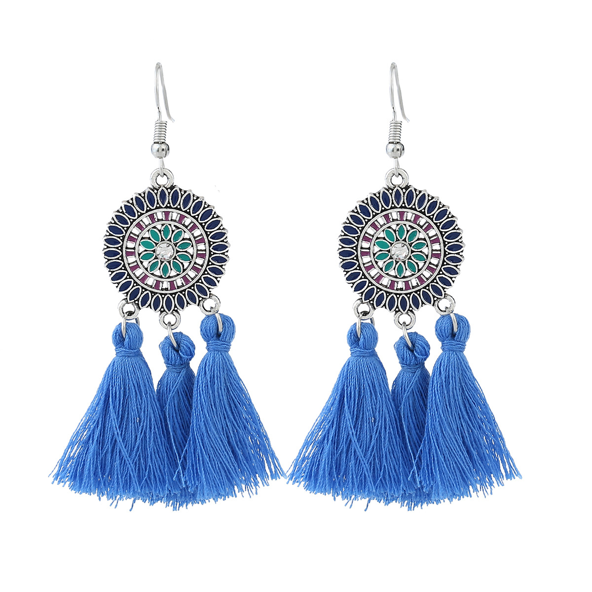 Creative style Tassel Earring Western style Fashion Round Multicolor Tassel Earring