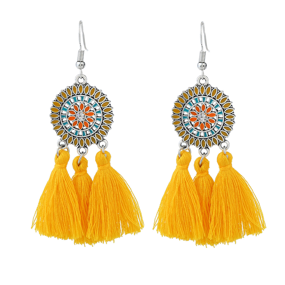 Creative style Tassel Earring Western style Fashion Round Multicolor Tassel Earring