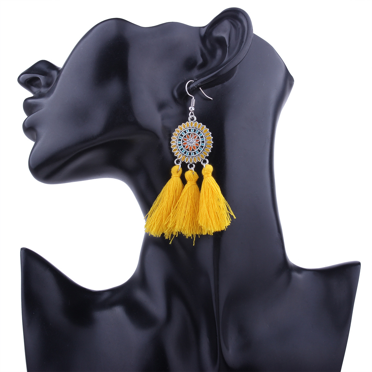 Creative style Tassel Earring Western style Fashion Round Multicolor Tassel Earring