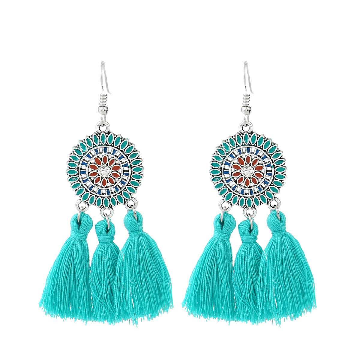 Creative style Tassel Earring Western style Fashion Round Multicolor Tassel Earring