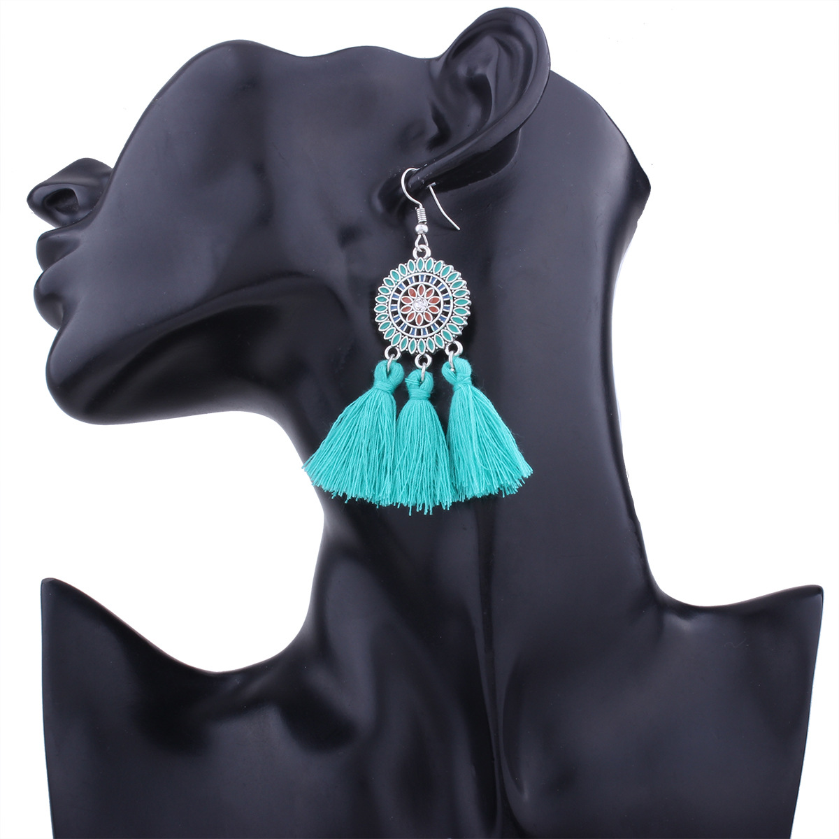 Creative style Tassel Earring Western style Fashion Round Multicolor Tassel Earring