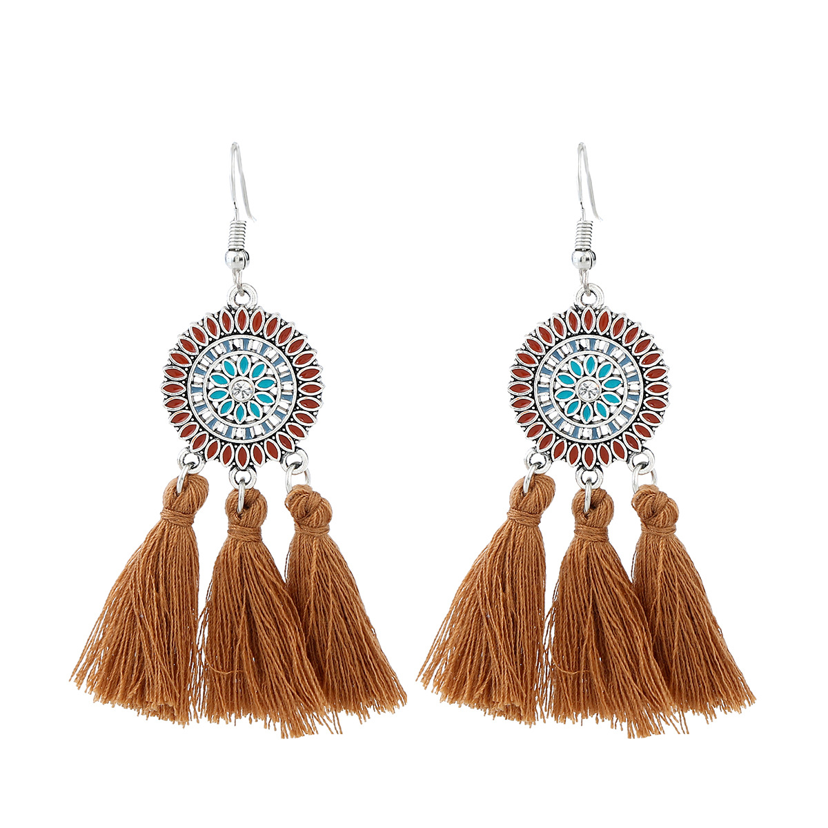 Creative style Tassel Earring Western style Fashion Round Multicolor Tassel Earring
