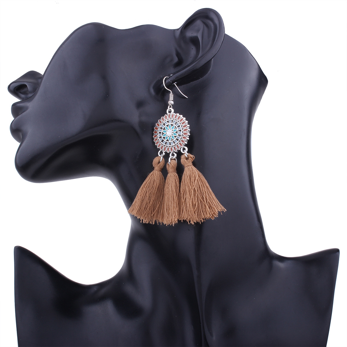 Creative style Tassel Earring Western style Fashion Round Multicolor Tassel Earring