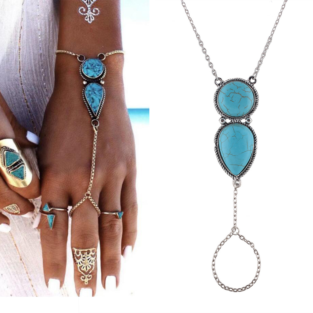Retro Turquoise Bracelets Western Style Fashion Simple Fresh Accessories Ms Even Means Bracelets