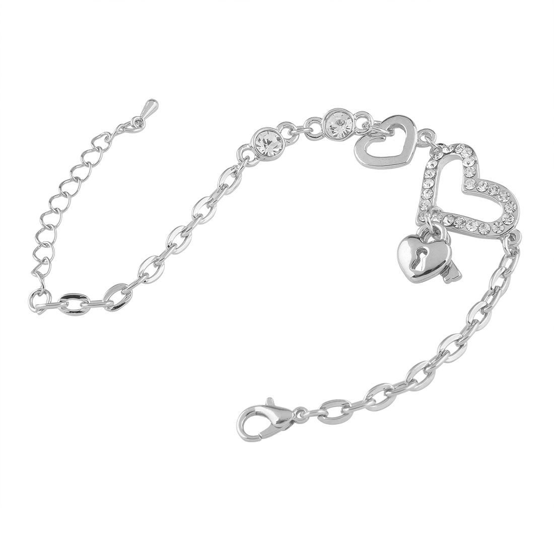 Western Style lovely Playful Heart Connected Openwork Love Pendant Diamond Bracelets