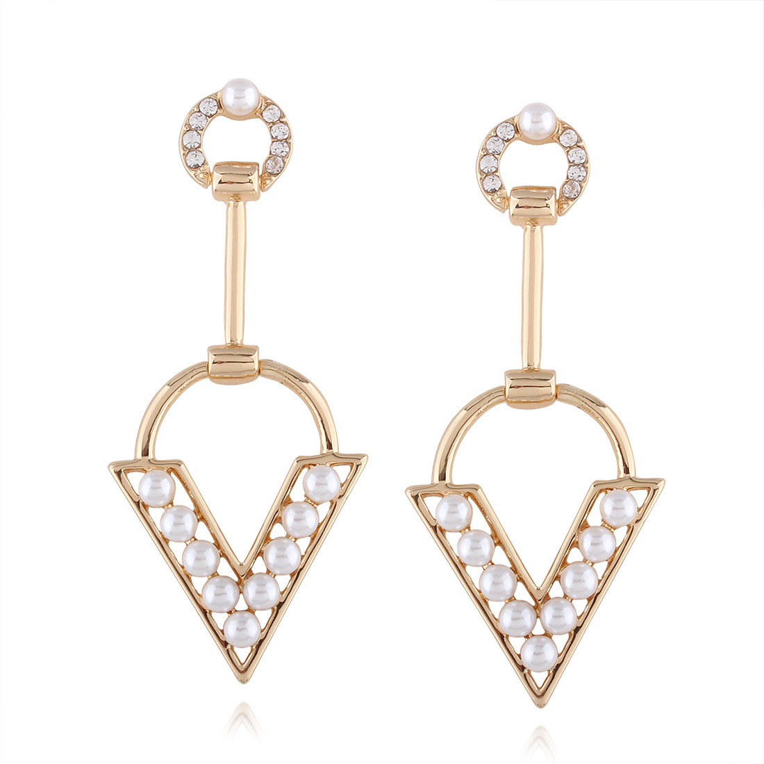 Western Style Classic V-shaped Earring Fashion Simple Geometry Imitation Pearls Fine Earring