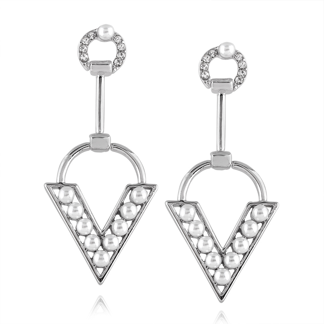 Western Style Classic V-shaped Earring Fashion Simple Geometry Imitation Pearls Fine Earring