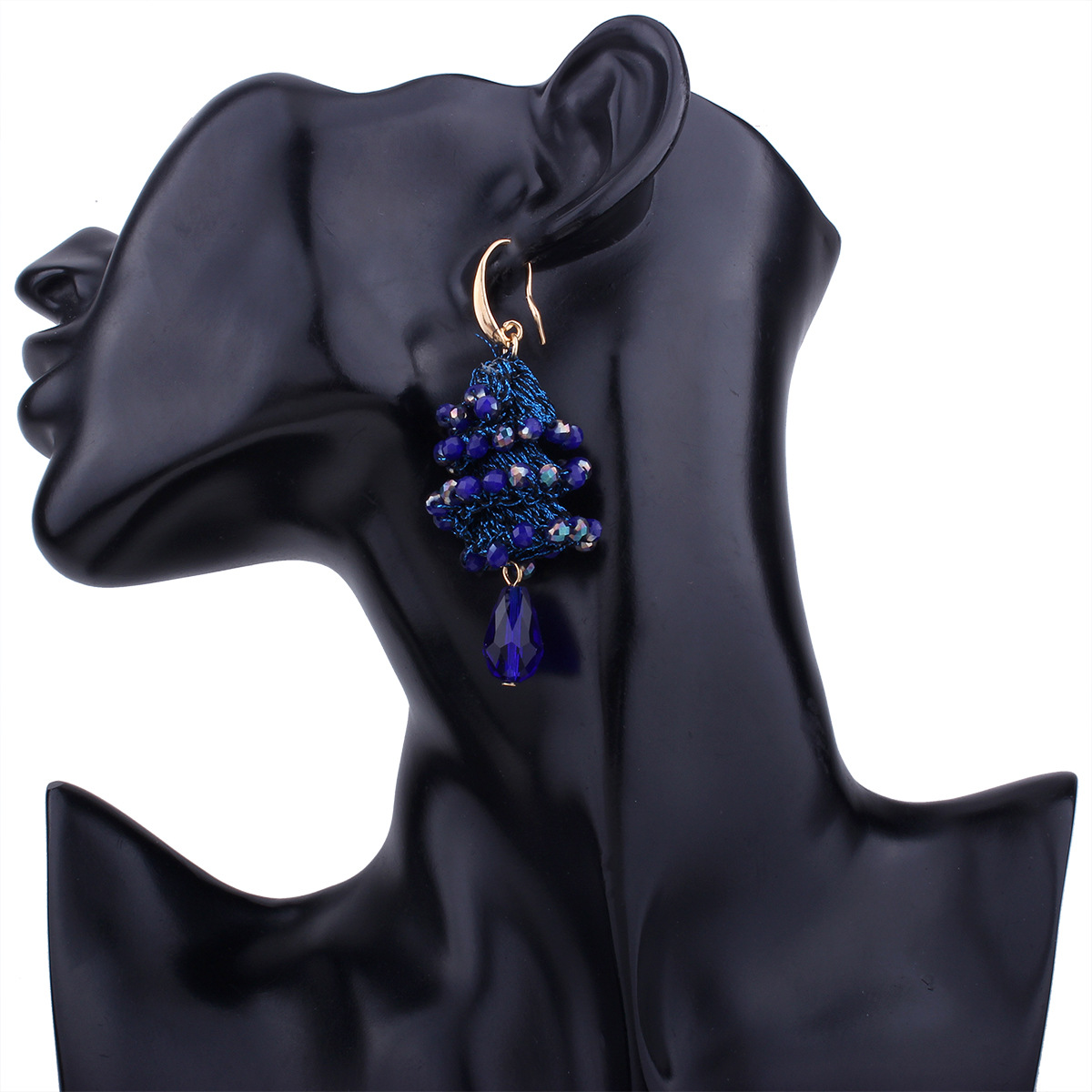 Creative Manual Weaving Crystal Beaded Spiral Earring Drop Shape Bead Fashion Wild Earring