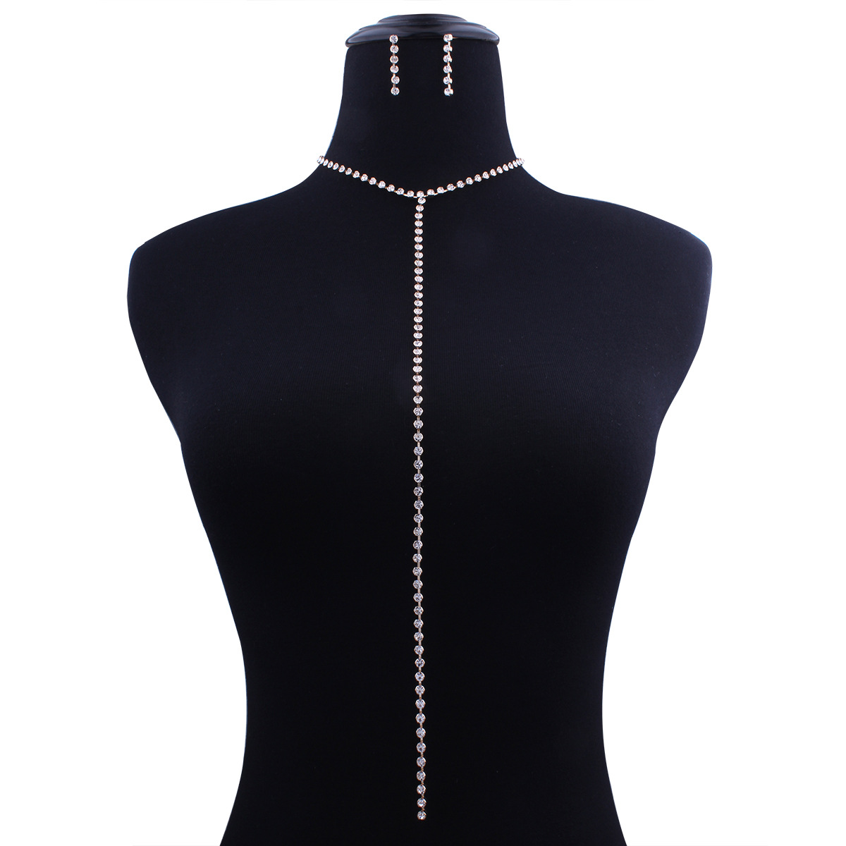 Western Style Ms Fashion Simple Style Alloy Diamond Necklace Wild Earring Jewelry
