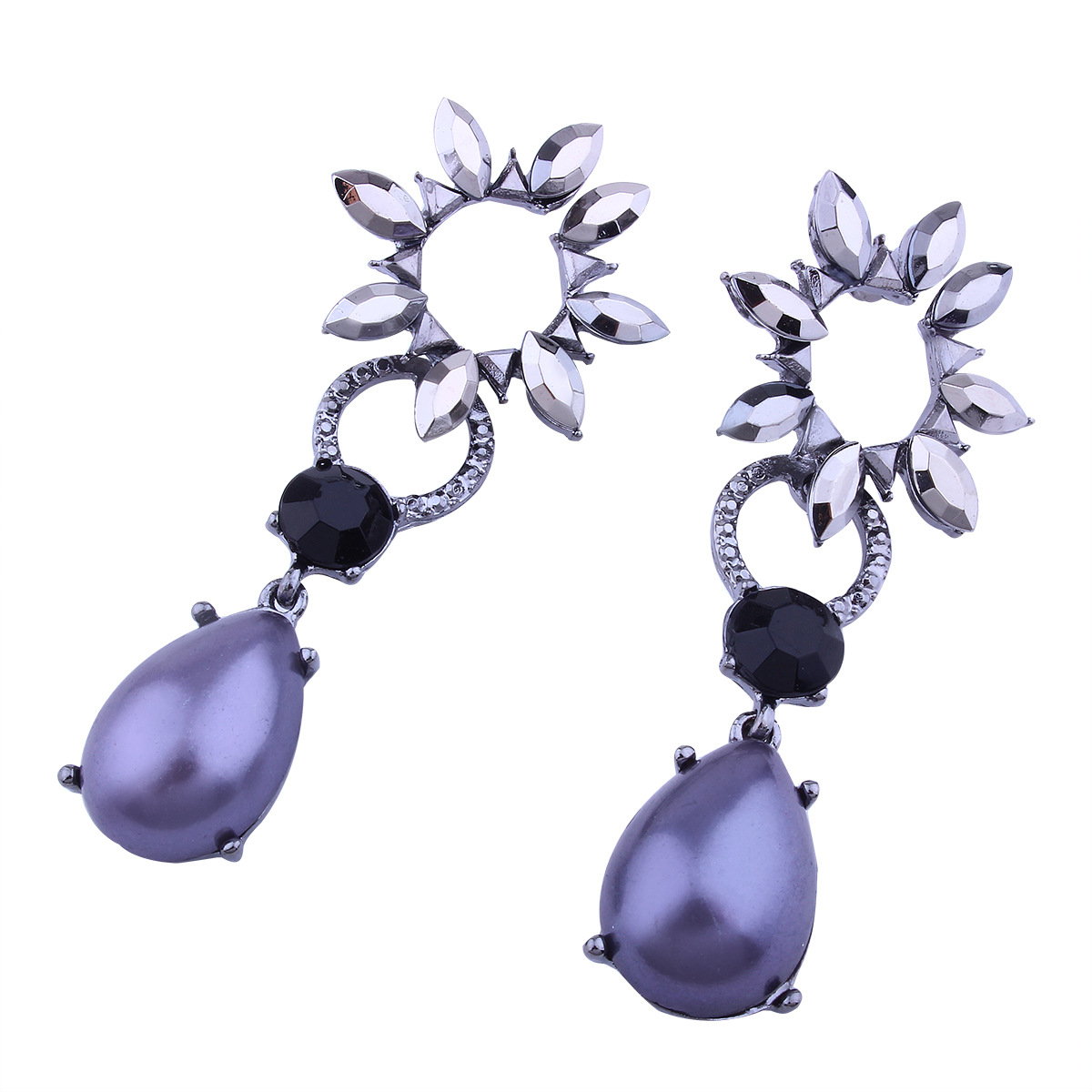 Western Style High End luxurious Aristocratic Wind Openwork Sun Flower Gem Imitation Wild Earring