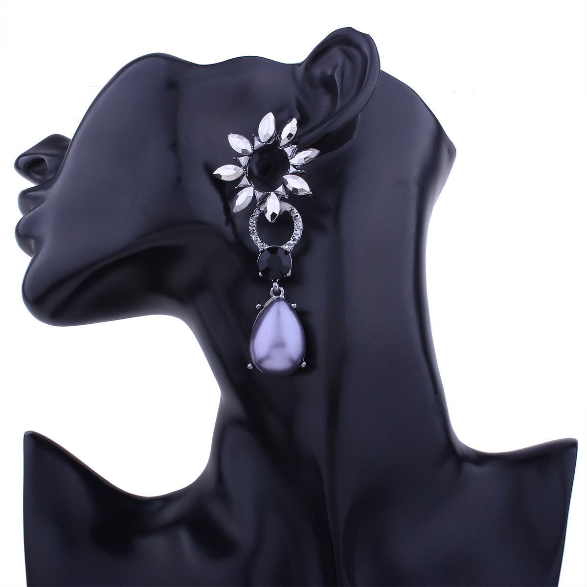 Western Style High End luxurious Aristocratic Wind Openwork Sun Flower Gem Imitation Wild Earring