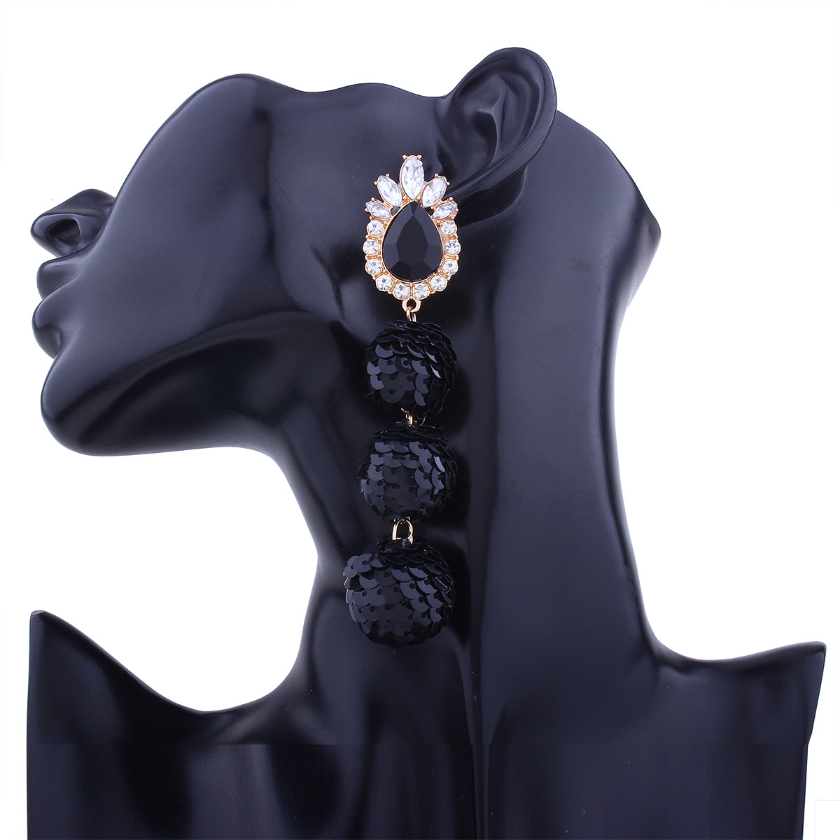 Western Style Ms Personality Temperament Wild Sequins Ball Diamond fine Earring