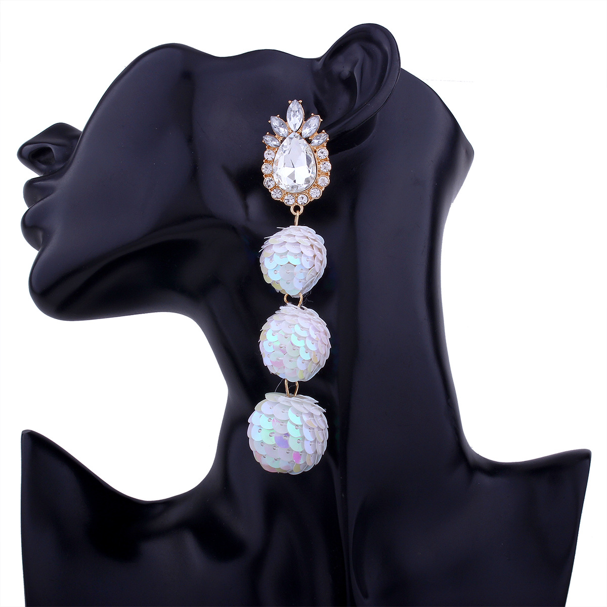 Western Style Ms Personality Temperament Wild Sequins Ball Diamond fine Earring