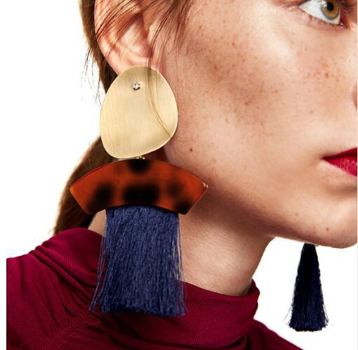 Western Style Ms Fashion Personality Tassel Geometry Alloy Earring