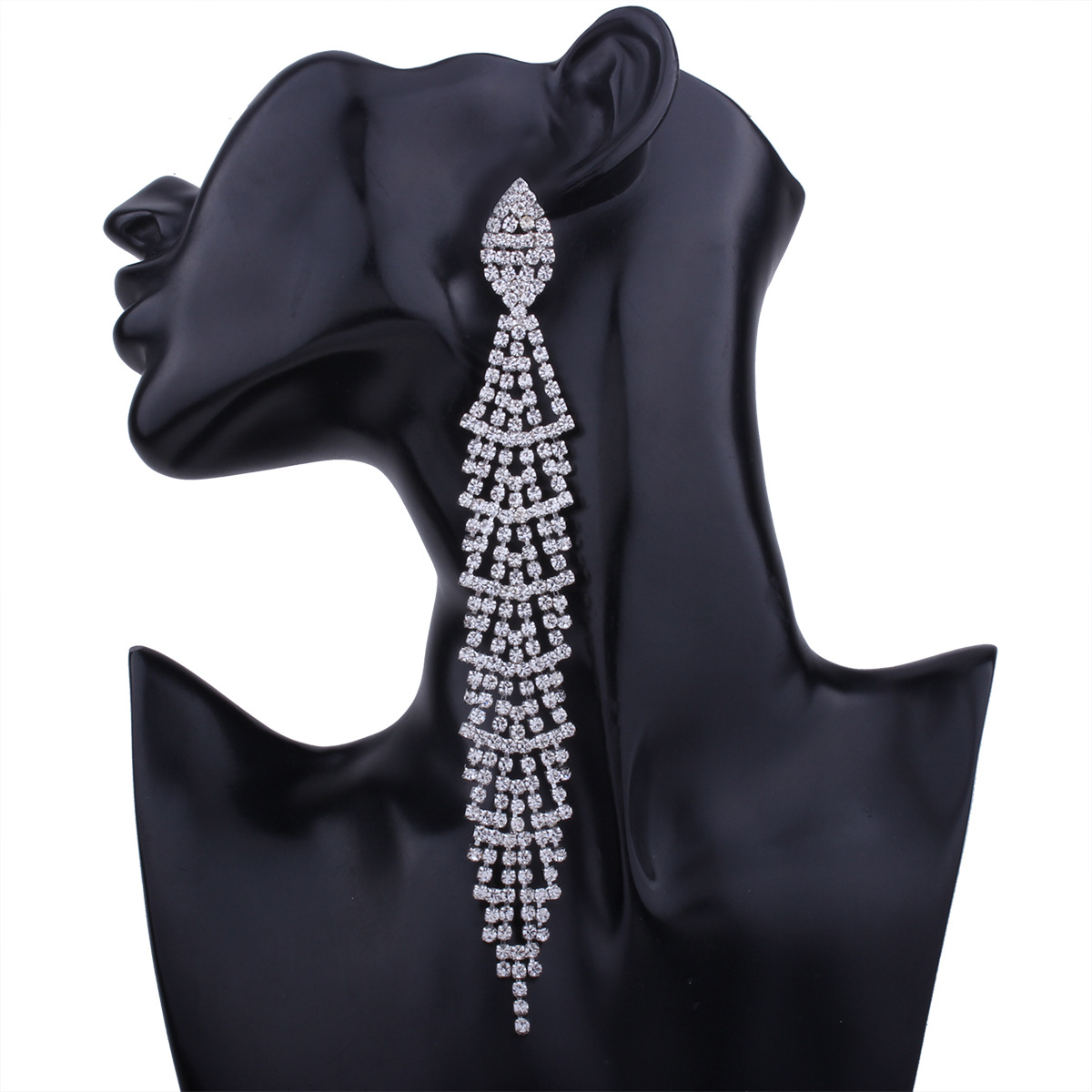 Ms Bride Wedding Dress Dress Accessories Alloy Diamond Temperament Long Section Earrings