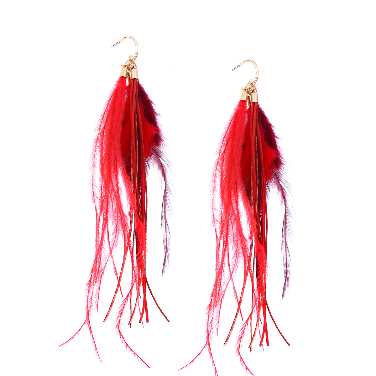 Ms folk-custom Feather Beautiful Earring Fashion Wild Long Section Temperament Earrings