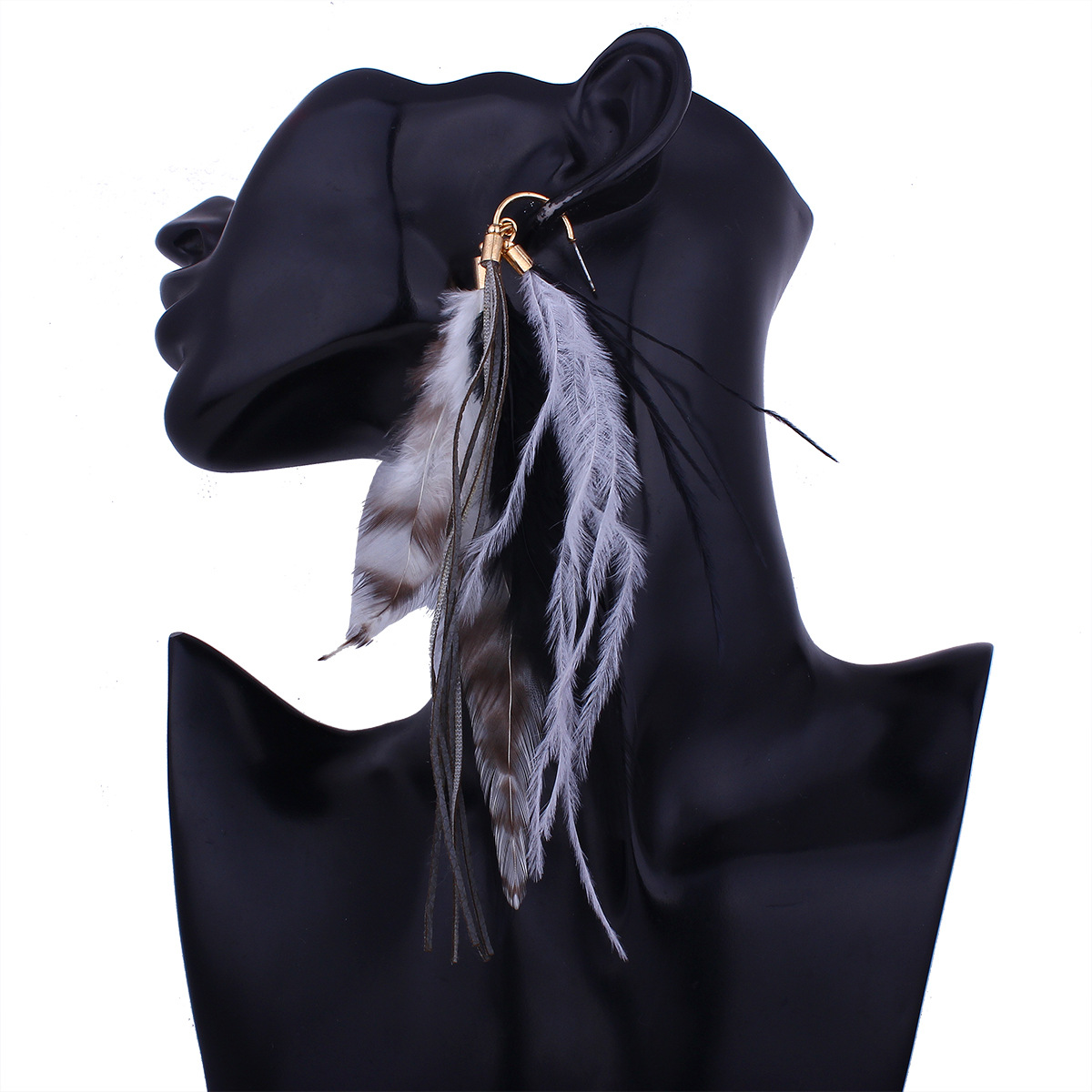 Ms folk-custom Feather Beautiful Earring Fashion Wild Long Section Temperament Earrings