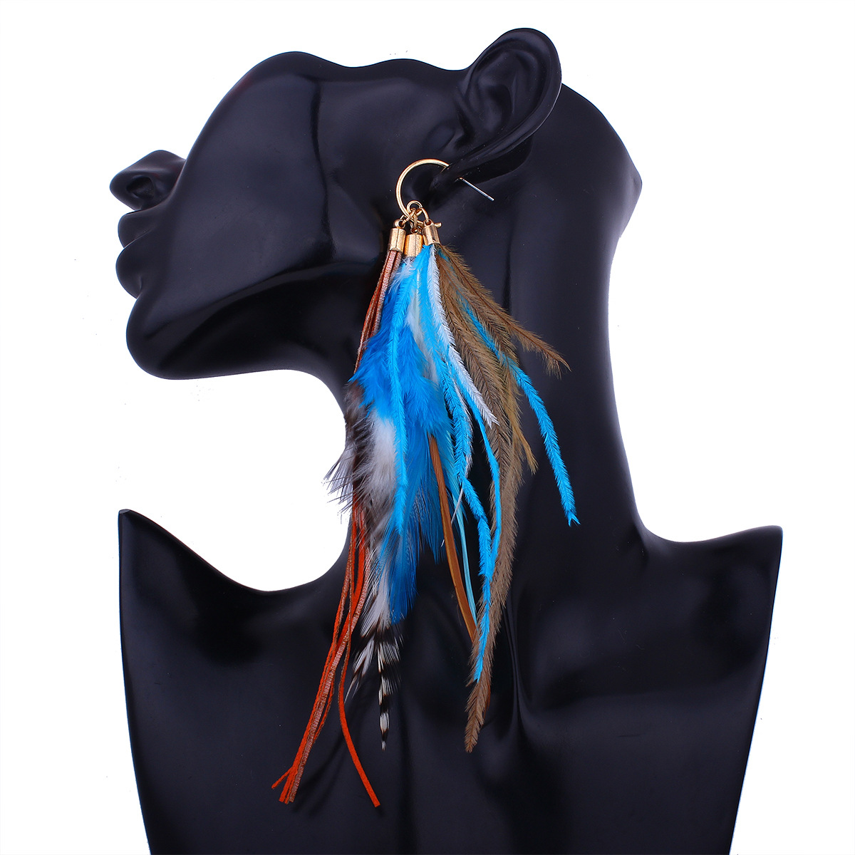 Ms folk-custom Feather Beautiful Earring Fashion Wild Long Section Temperament Earrings
