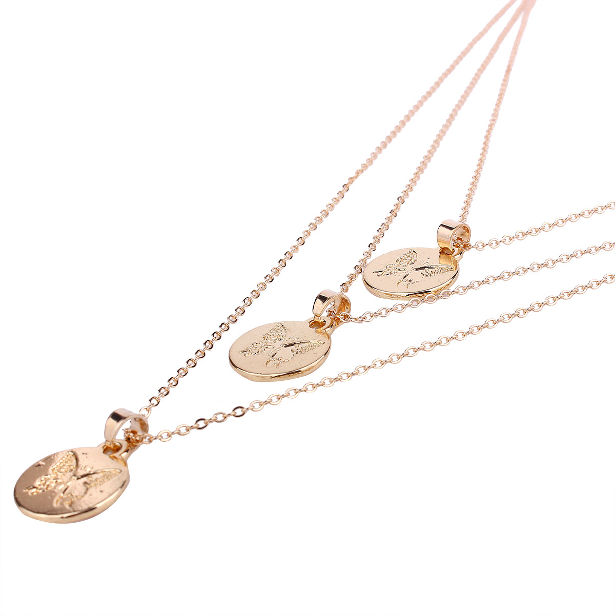 Western Style Ms Personality Wild Multi-layer Geometry Butterfly Temperament Necklace Earring