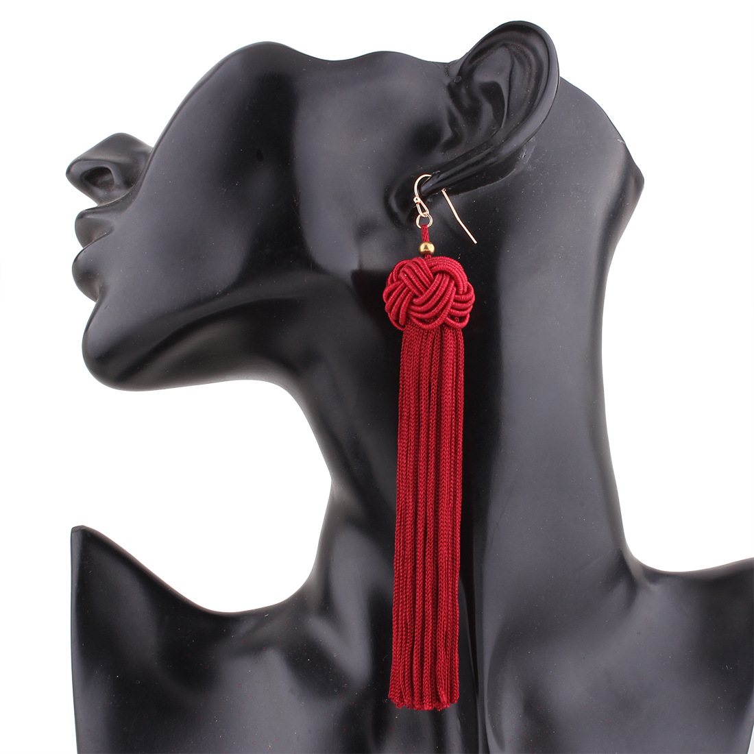 Western Style Ms The New Fashion Manual Weaving Ball Long Section Tassel Earring