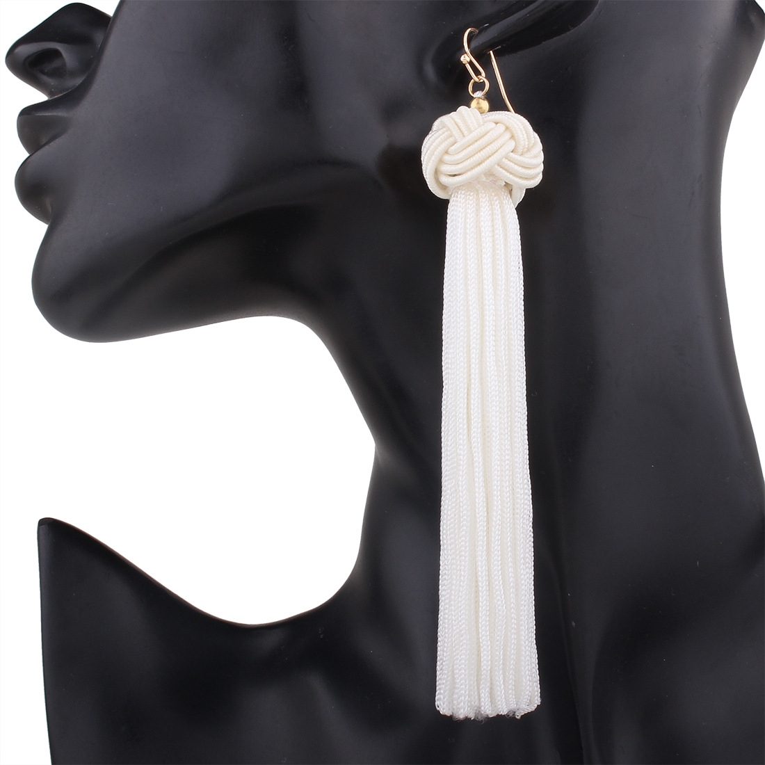 Western Style Ms The New Fashion Manual Weaving Ball Long Section Tassel Earring