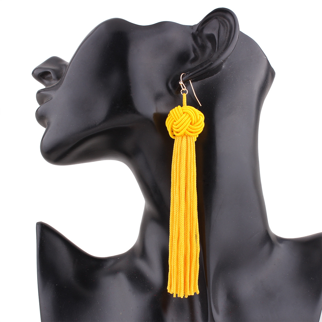 Western Style Ms The New Fashion Manual Weaving Ball Long Section Tassel Earring