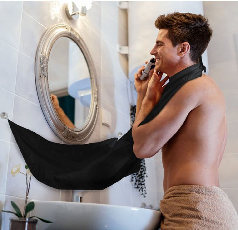 Hair Beard Shave Apron Catcher Cape Facial Trimming Cloth Men Black Whiskers Hair