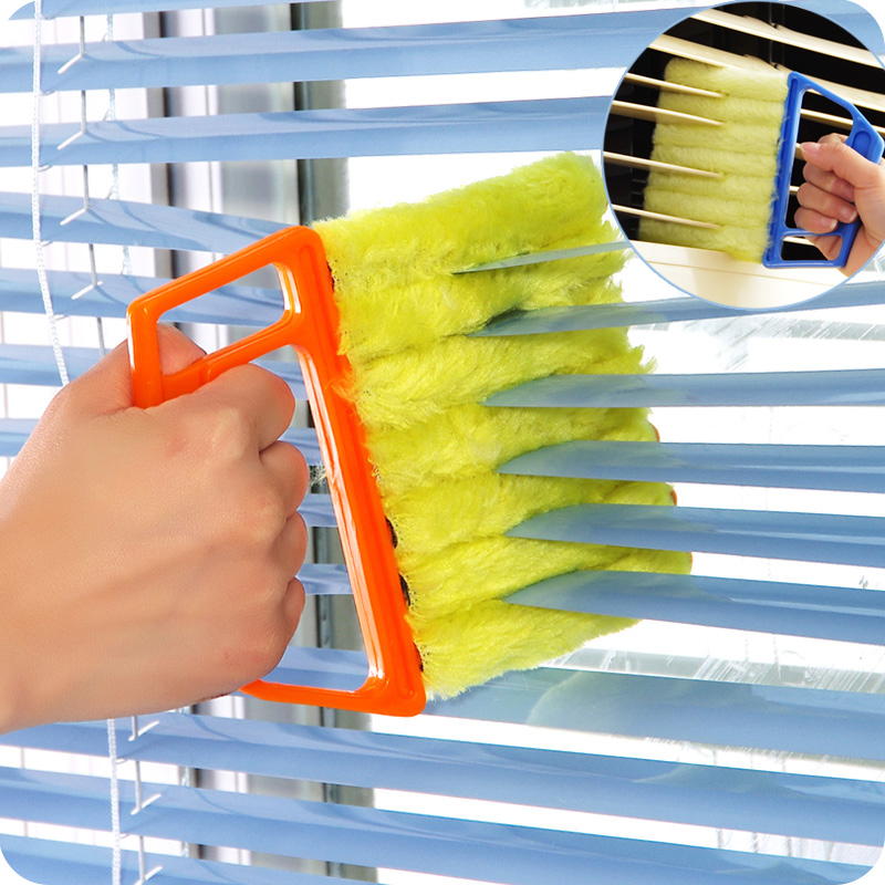 Convenient Microfibre Venetian Blind Blade Cleaner Window Conditioner Duster Clean Brush Yellow
