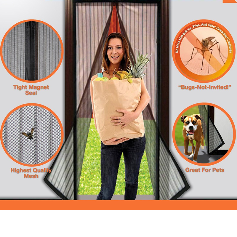 NEW Magic Curtain Door Mesh Magnetic Fastening Hands Free Insect Screen Net Mosquito Curtains
