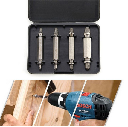 Fashion 4pcs Screw Extractor Drill Bits Guide Set Broken Damaged Bolt Remover Speed Out