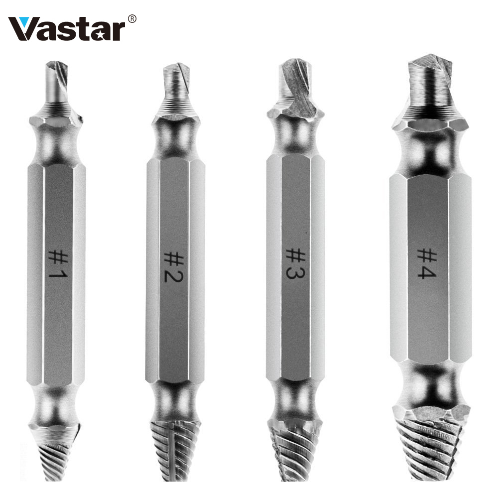 Fashion 4pcs Screw Extractor Drill Bits Guide Set Broken Damaged Bolt Remover Speed Out