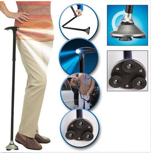 MAGIC Trusty CANE with Folding Cups LED Flashlight Lighting Crutches