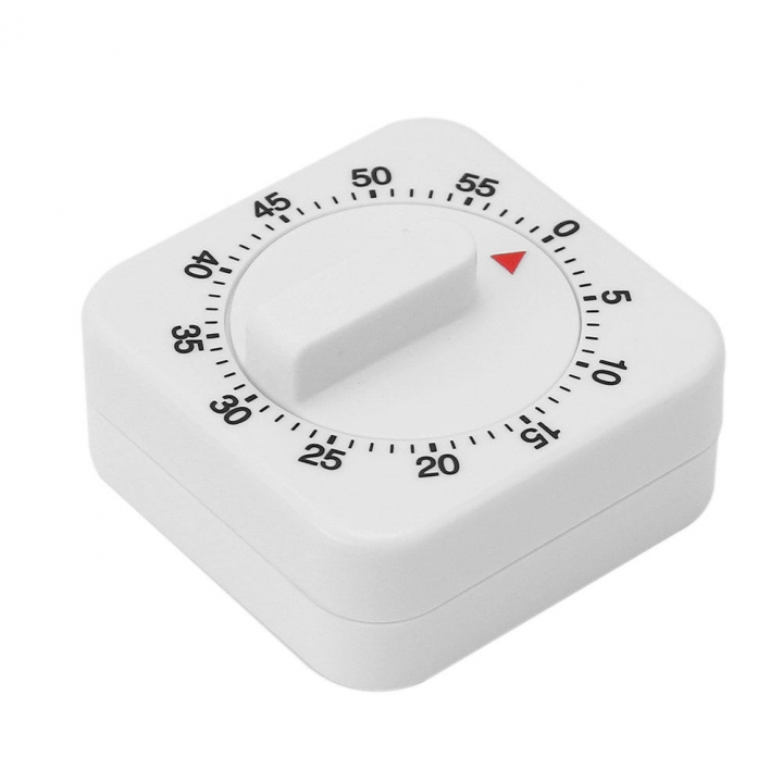 Vintage White Square 60-Minutes Mechanical Timer Reminder Counting for Kitchen