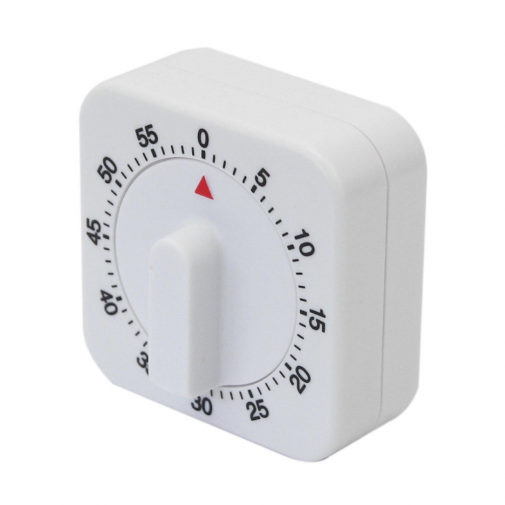 Vintage White Square 60-Minutes Mechanical Timer Reminder Counting for Kitchen