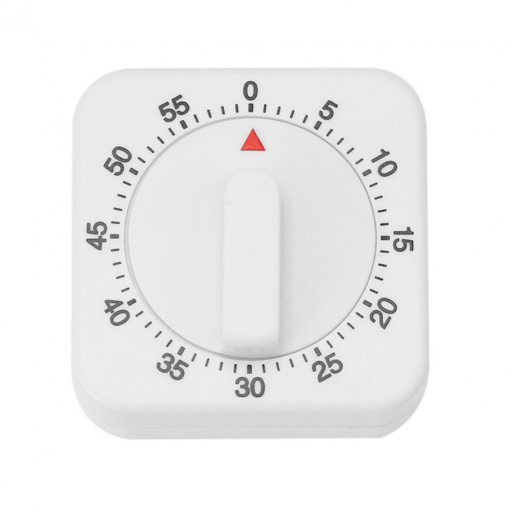 Vintage White Square 60-Minutes Mechanical Timer Reminder Counting for Kitchen