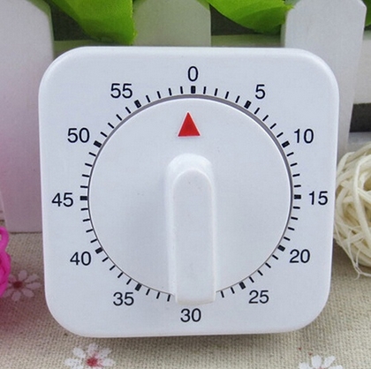 Vintage White Square 60-Minutes Mechanical Timer Reminder Counting for Kitchen