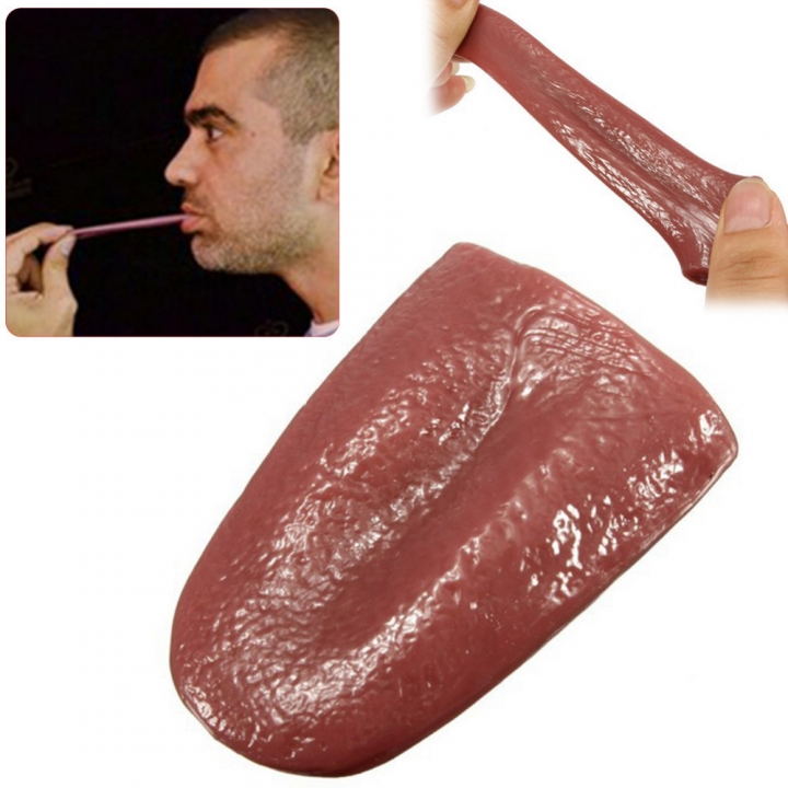 Novelty Halloween Joke Prank Realistic Pierced Fake Tongue Close up Magic Prop