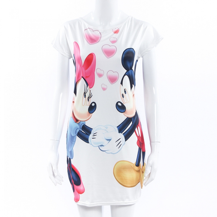 Ms personality Cartoon illustration fashion Mickey mouse Slim Package hip Mini dress