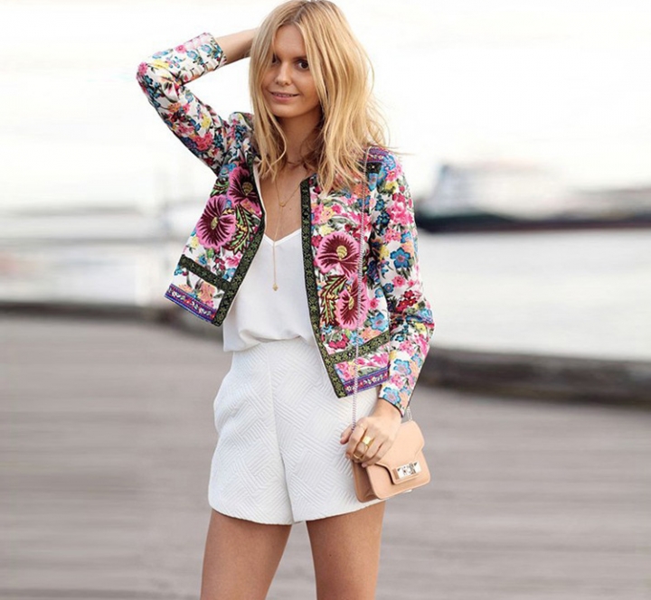 Ms folk-custom fashion printing coat Women trend personality Cardigan coat