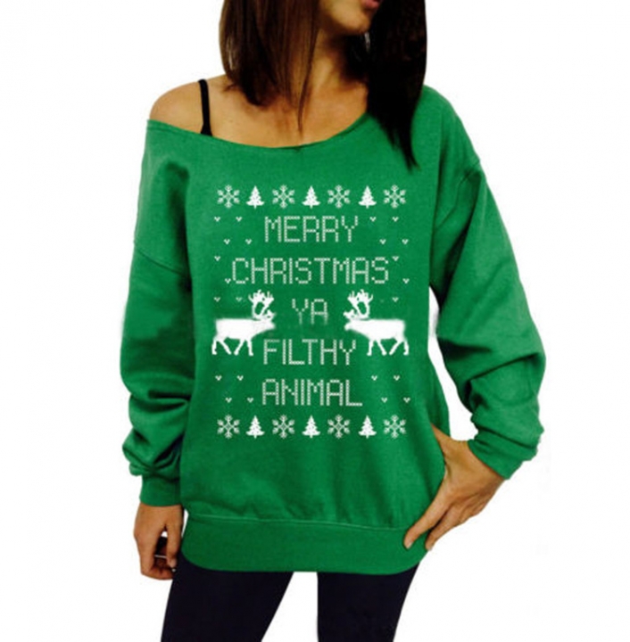 Western Style Ms Fashion Christmas tree Theme Pattern Printing Hedging Sweatshirt Sweater